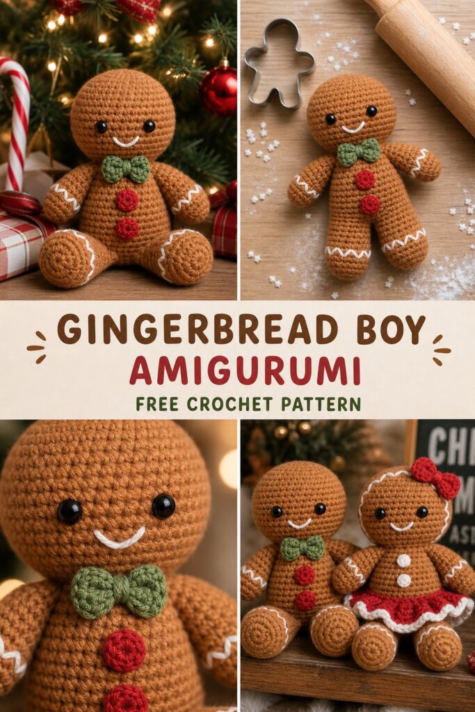 Adorable Gingerbread Boy Amigurumi Toy Free Crochet Pattern