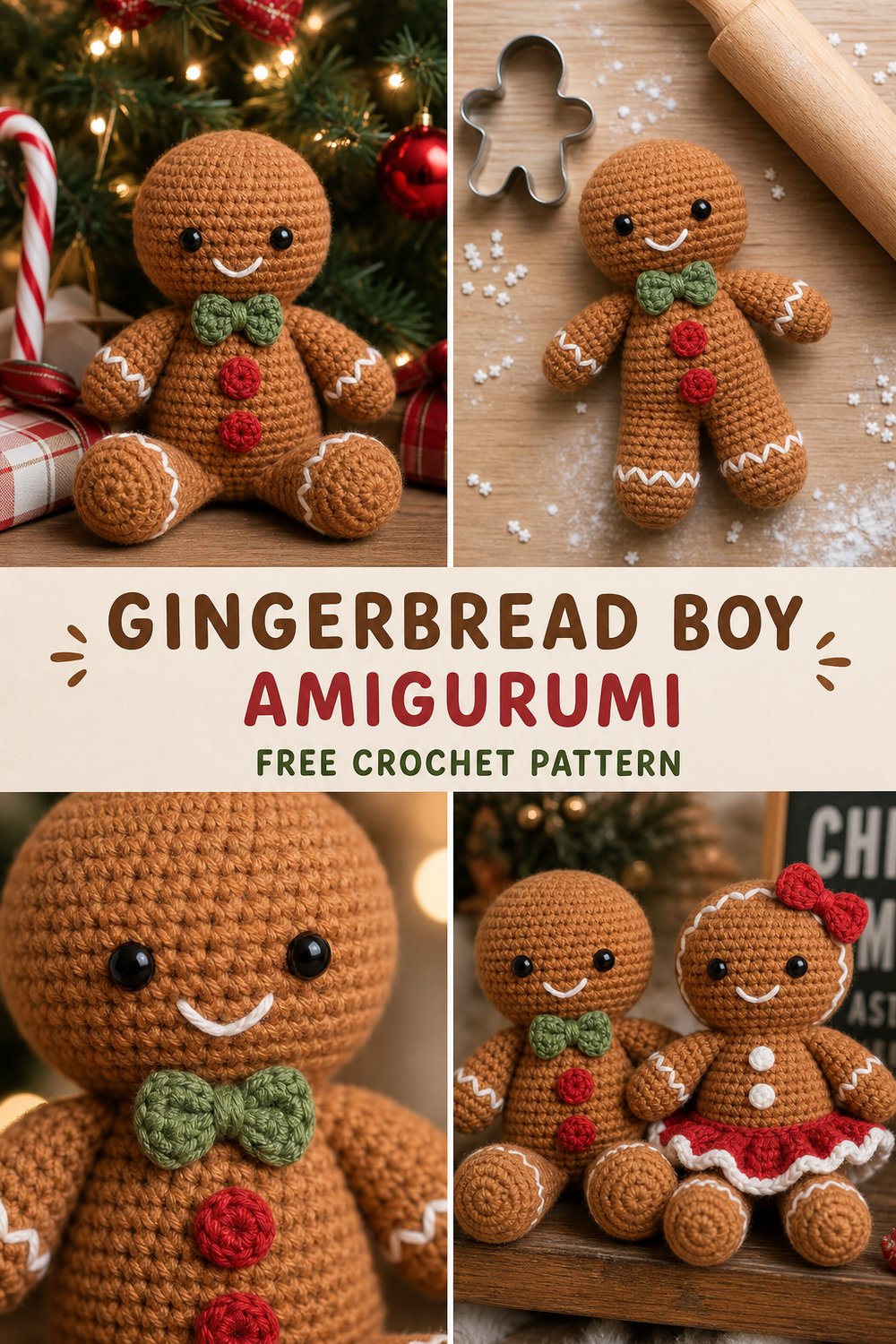 Adorable Gingerbread Boy Amigurumi Toy Free Crochet Pattern