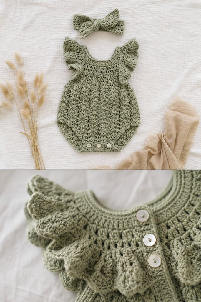 Delicate Willow Ruffle Baby Set Free Crochet Pattern
