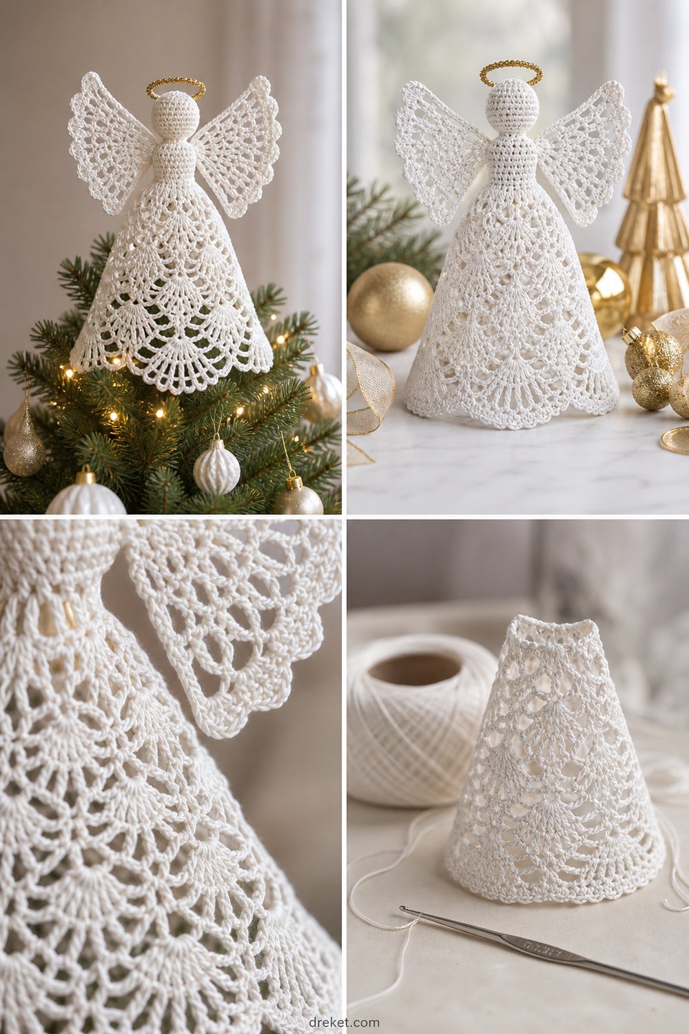 Elegant Lace Christmas Angel Topper Free Crochet Pattern