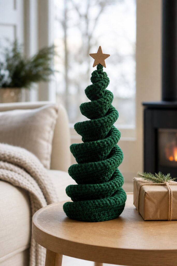Emerald Green Spiral Christmas Tree Free Crochet Pattern
