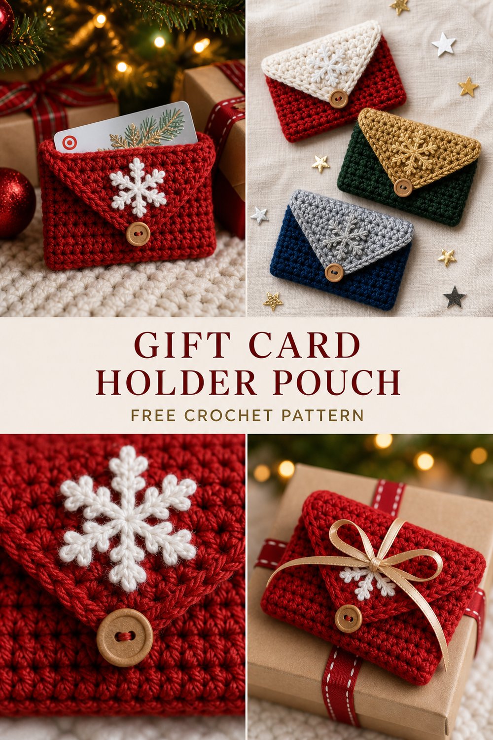 Festive Crochet Gift Card Holder Pouch Free Crochet Pattern