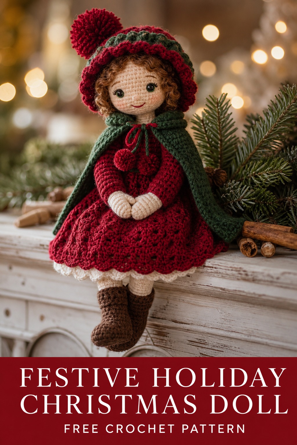 Festive Holiday Christmas Doll Free Crochet Pattern