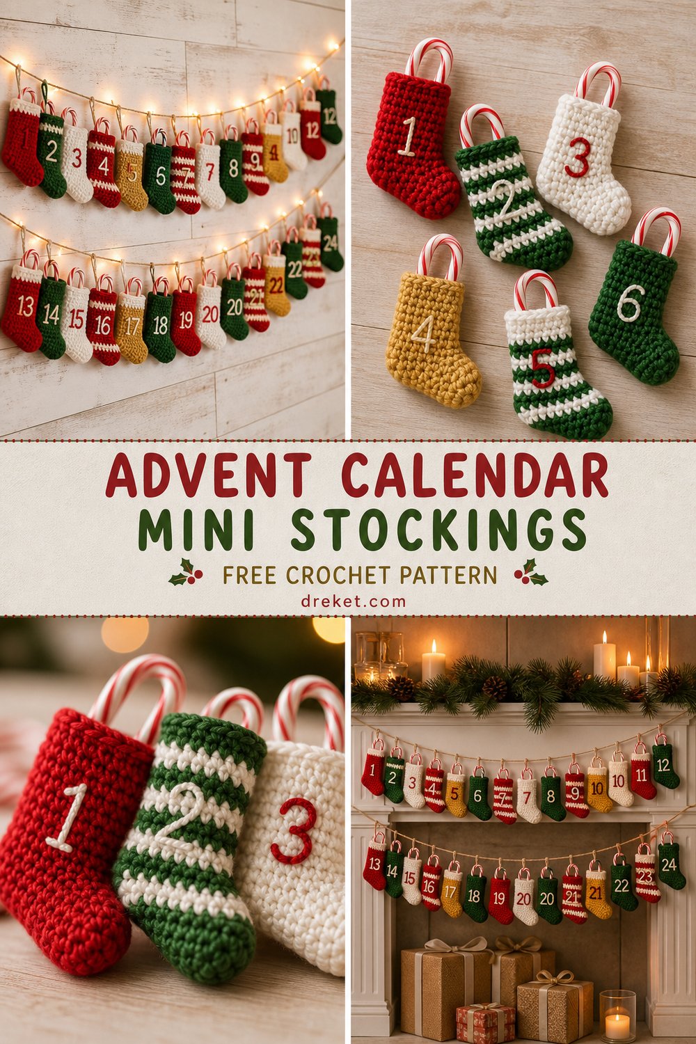 Festive Mini Stocking Advent Calendar Free Crochet Pattern