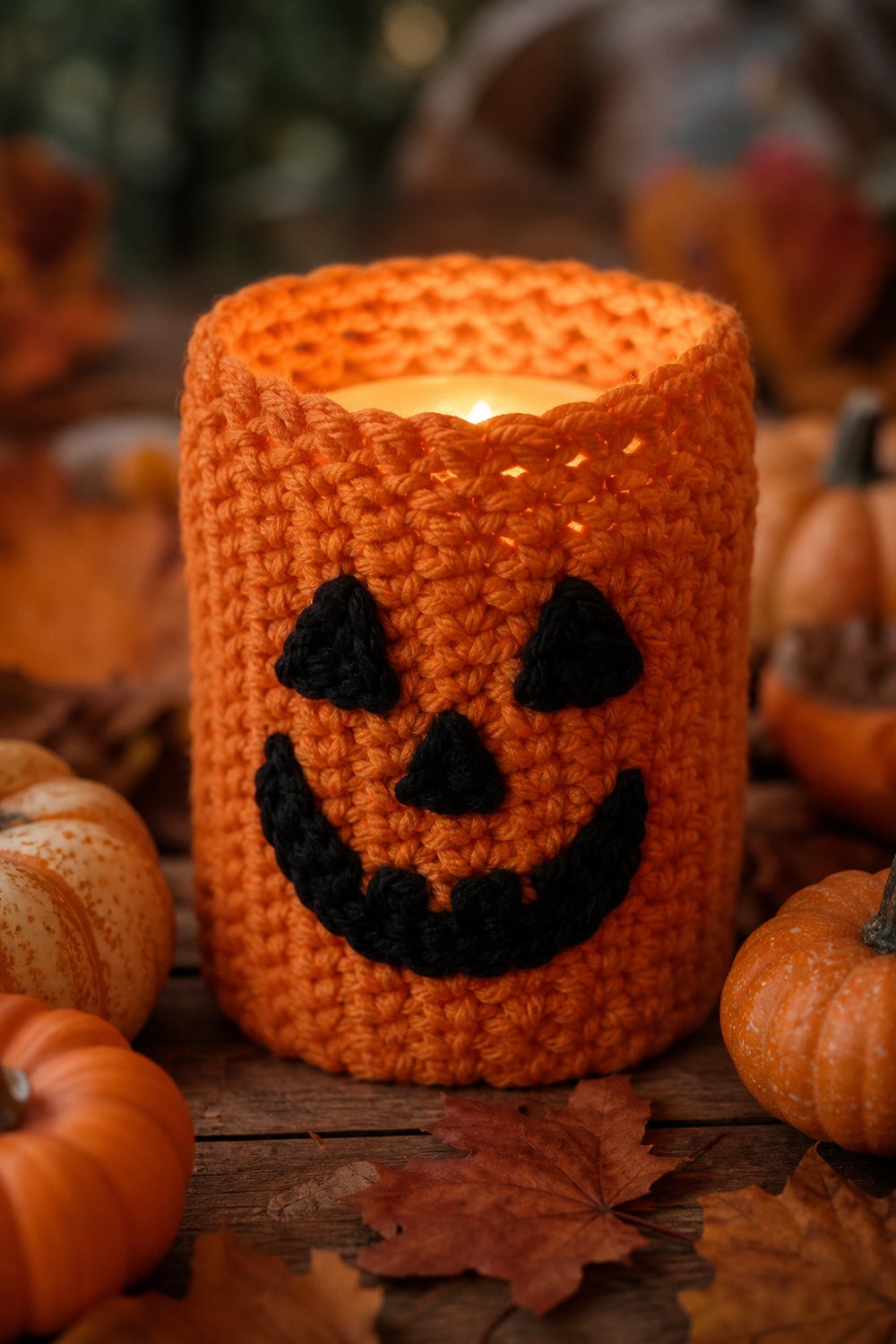 Flickering Pumpkin Candle Wrap Free Crochet Pattern