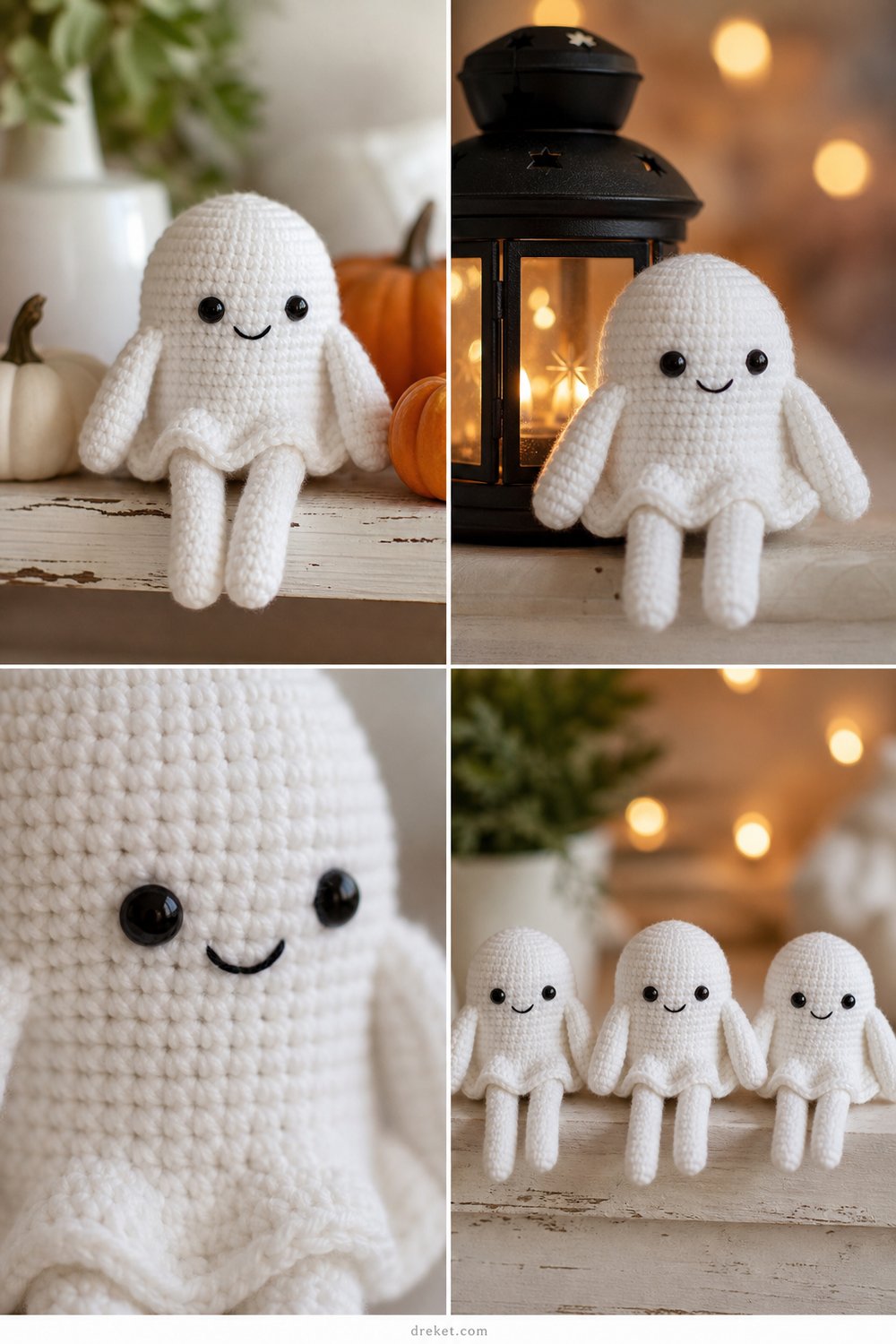 Friendly Little Ghost Shelf Sitter Free Crochet Pattern