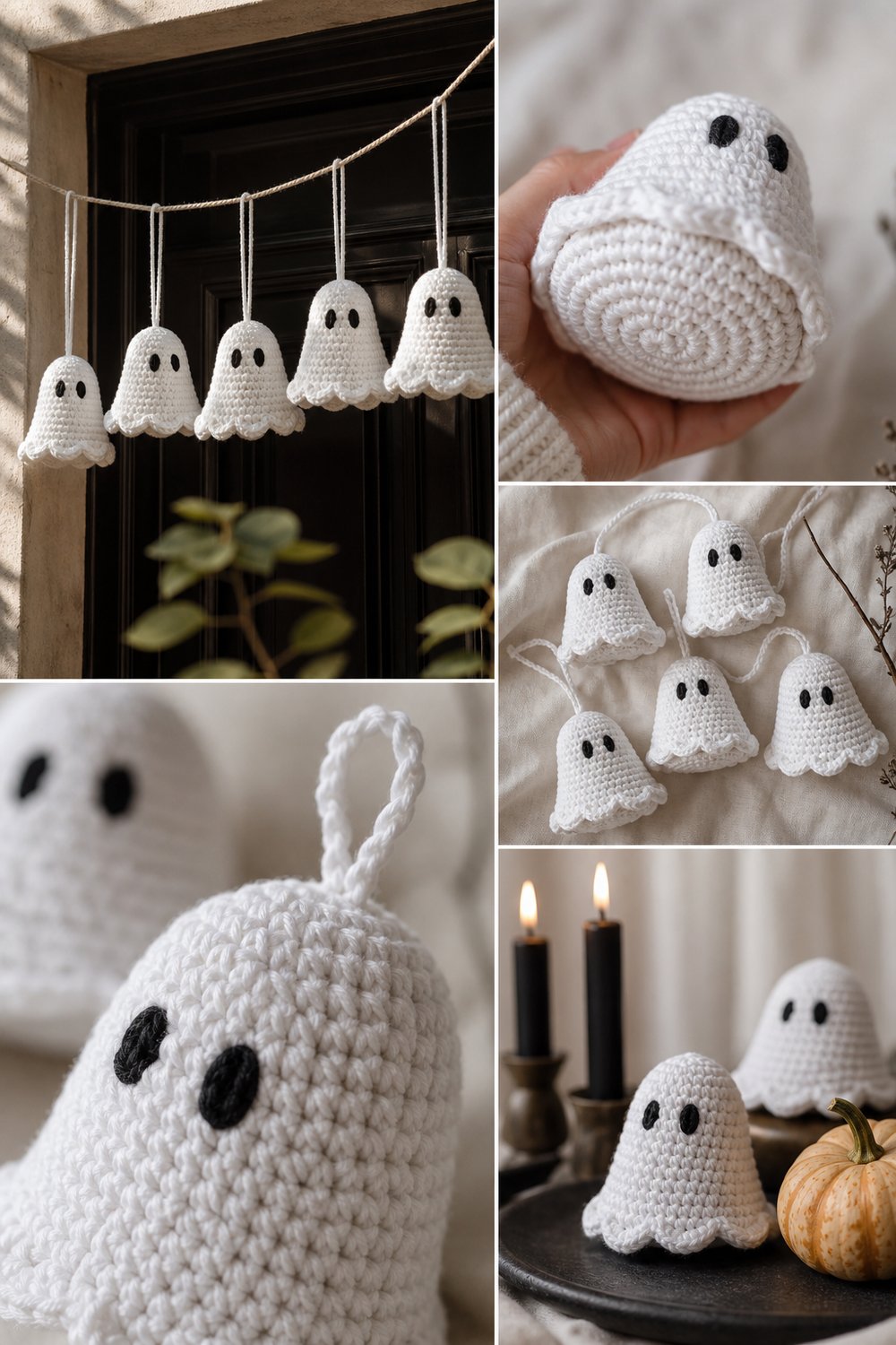 Glow White Hanging Ghost Bunting Free Crochet Pattern