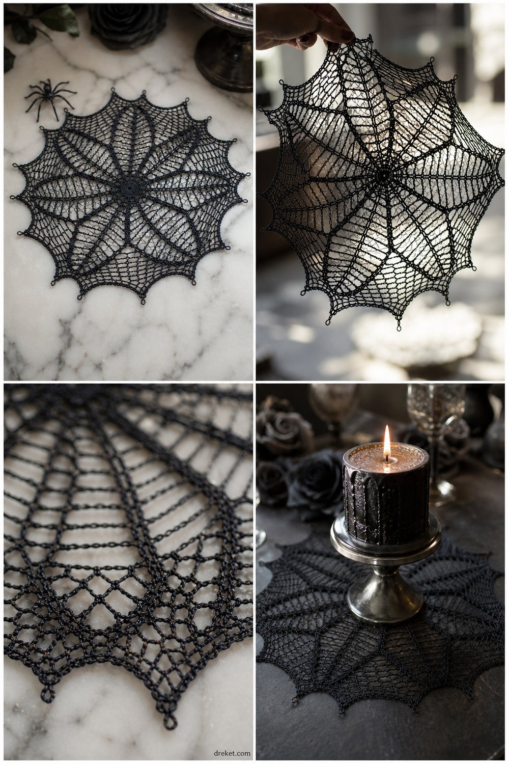 Gothic Black Spiderweb Doily Free Crochet Pattern