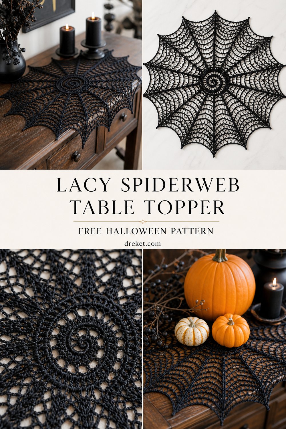 Lacy Halloween Spiderweb Table Topper Free Crochet Pattern