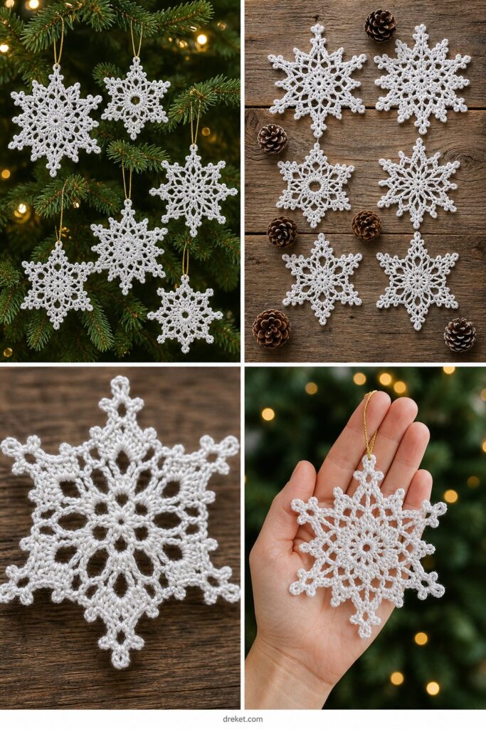 Nordic Snowflake Christmas Tree Ornaments Free Crochet Pattern