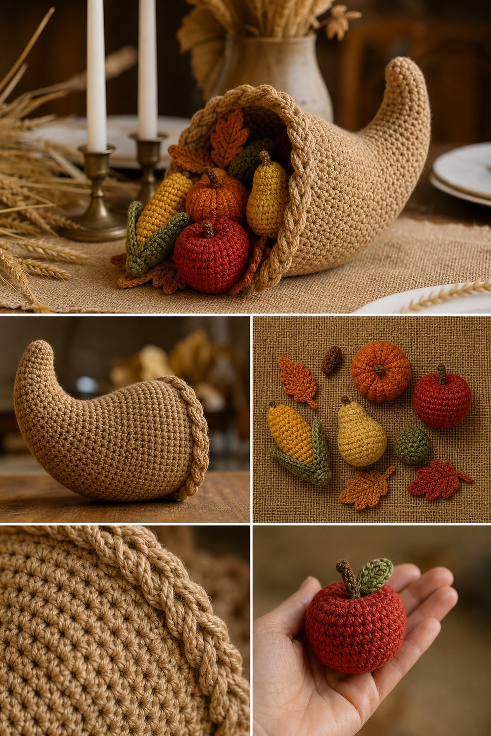 Rustic Harvest Cornucopia Centerpiece Free Crochet Pattern