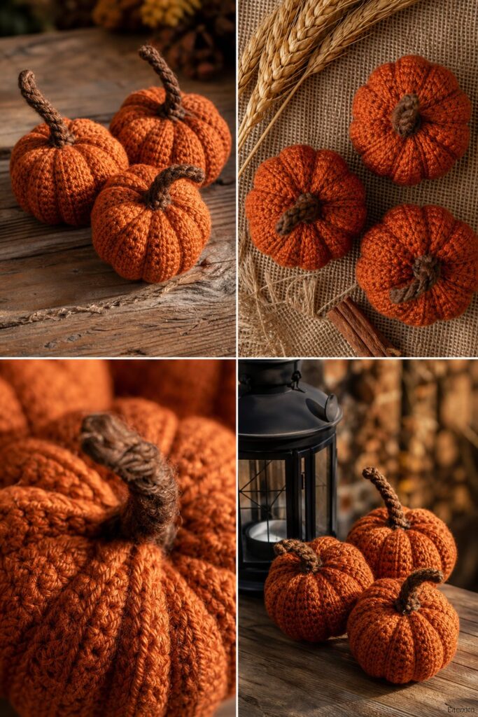 Rustic Orange Mini Pumpkin Trio Free Crochet Pattern