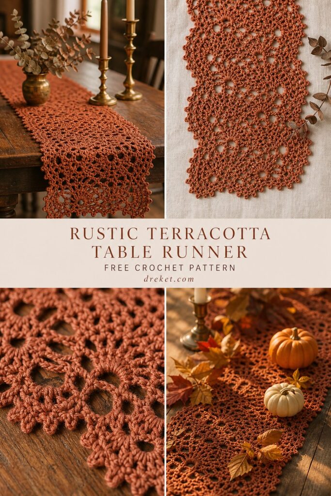 Rustic Terracotta Lace Table Runner Free Crochet Pattern