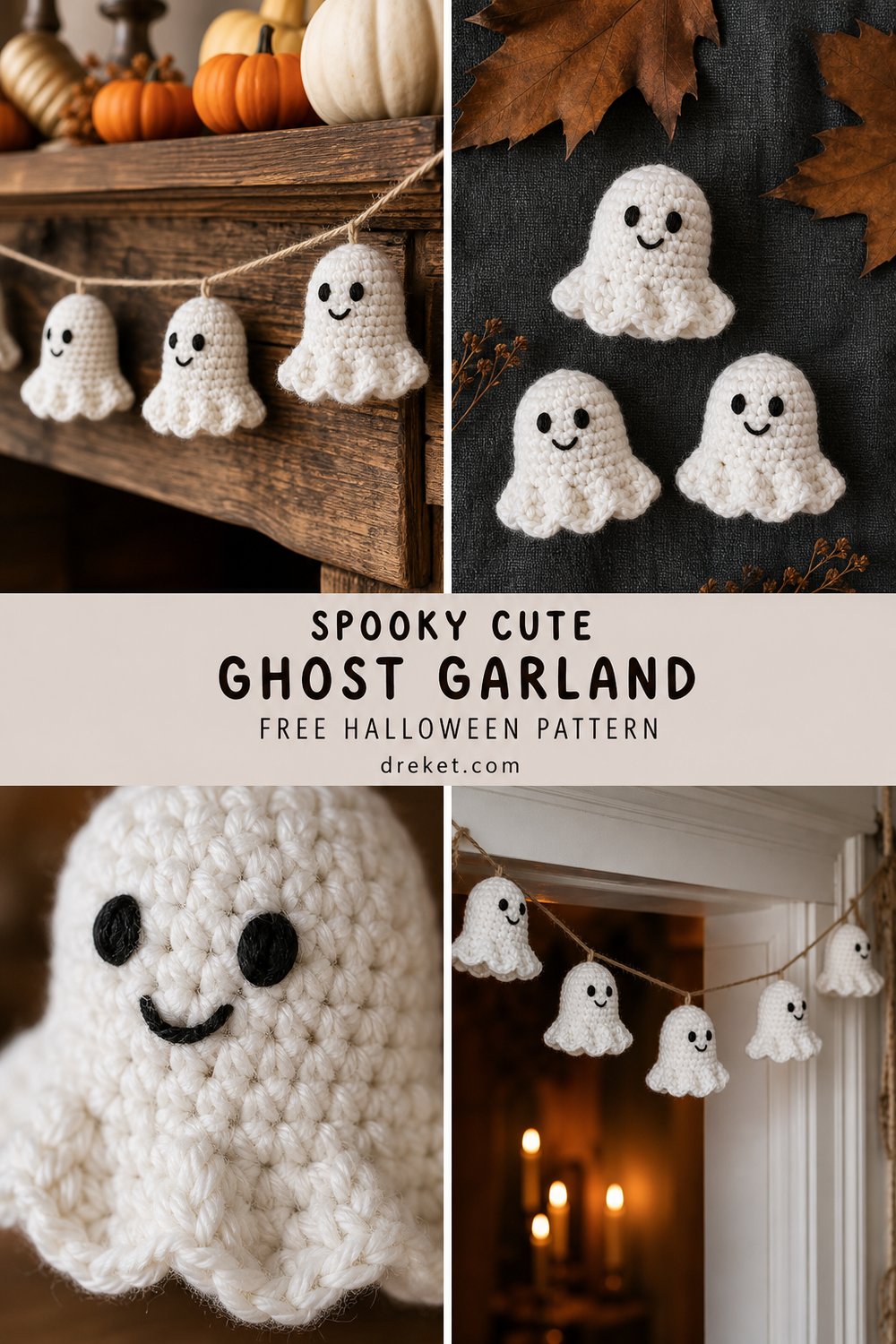 Spooky Cute Ghost Garland Free Crochet Pattern
