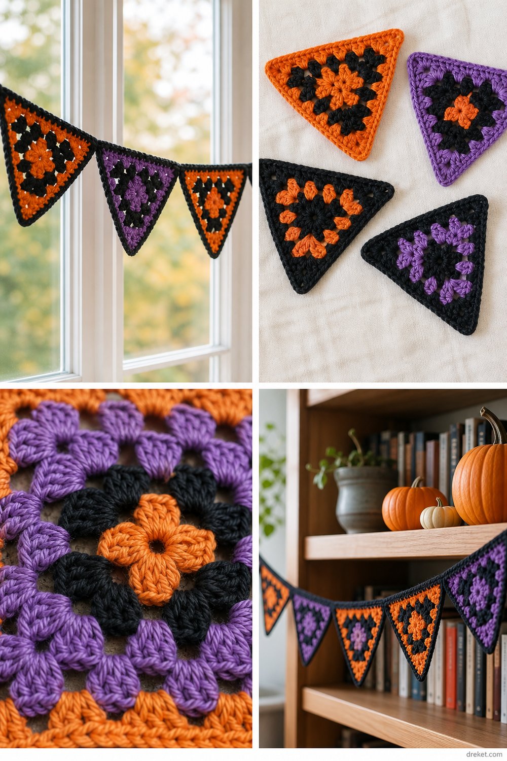 Spooky Granny Square Halloween Bunting Free Crochet Pattern
