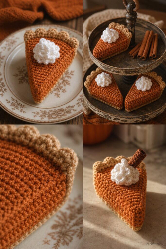 Sweet Cinnamon Pumpkin Pie Slice Free Crochet Pattern