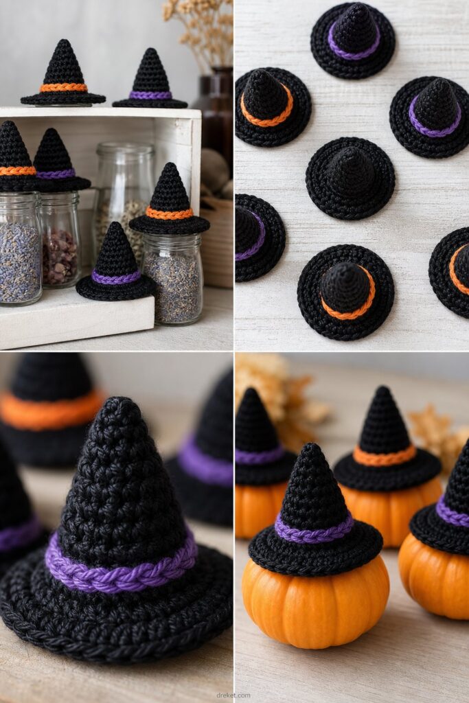 Tiny Witch Hat Halloween Decor Free Crochet Pattern