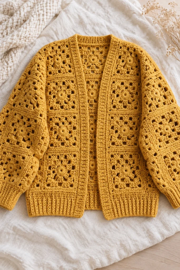 Granny Square Cardigan - free crochet pattern