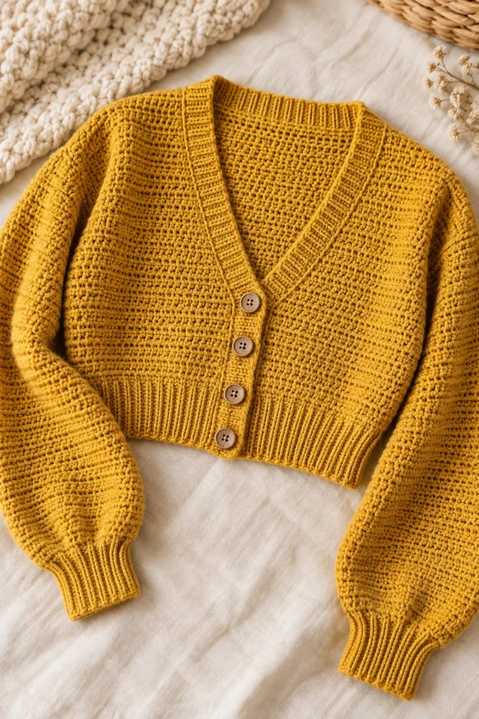 Cropped V-Neck Cardigan - free crochet pattern
