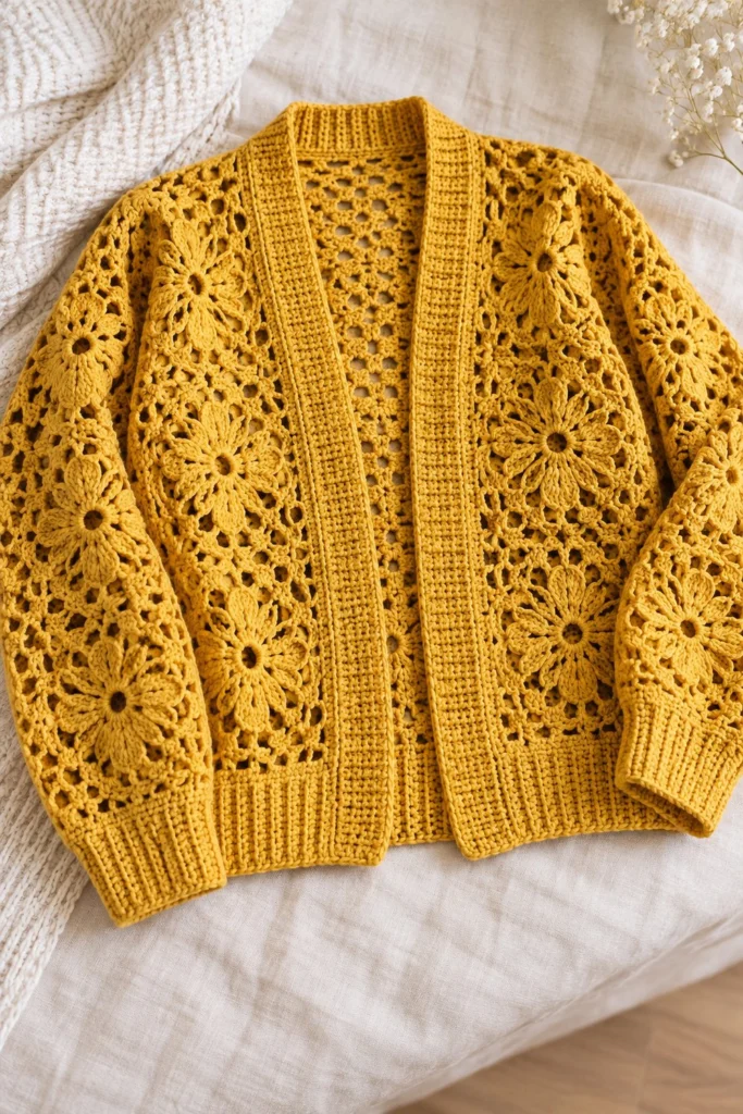 Lace Panel Cardigan - free crochet pattern