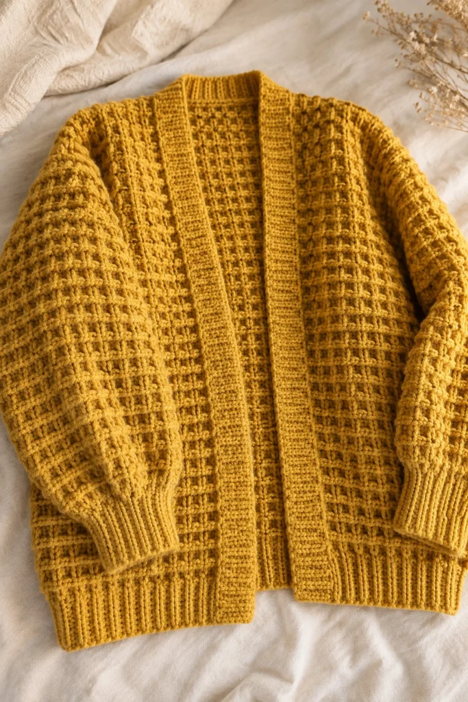 Waffle Stitch Cardigan - free crochet pattern