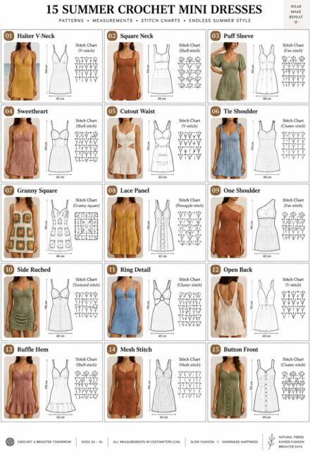 15 Trending Crochet Summer Dress Patterns with Stitch Charts