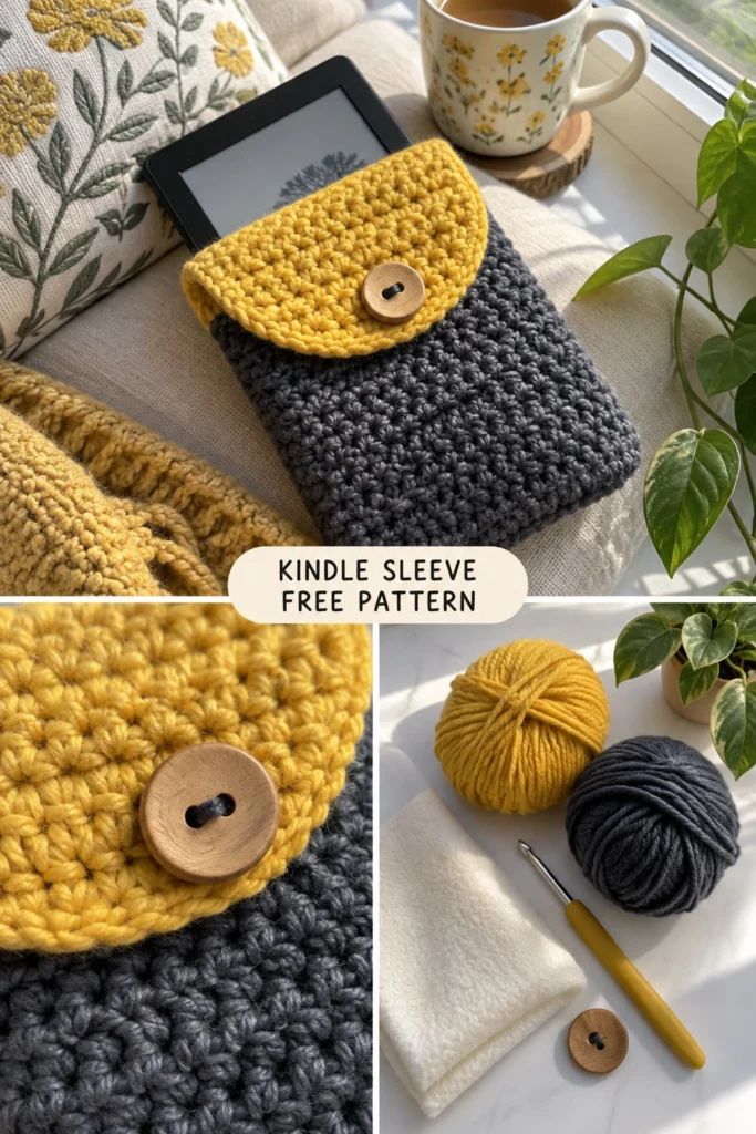 1-Hour Crochet Kindle Sleeve – Free Padded Book Sleeve Pattern