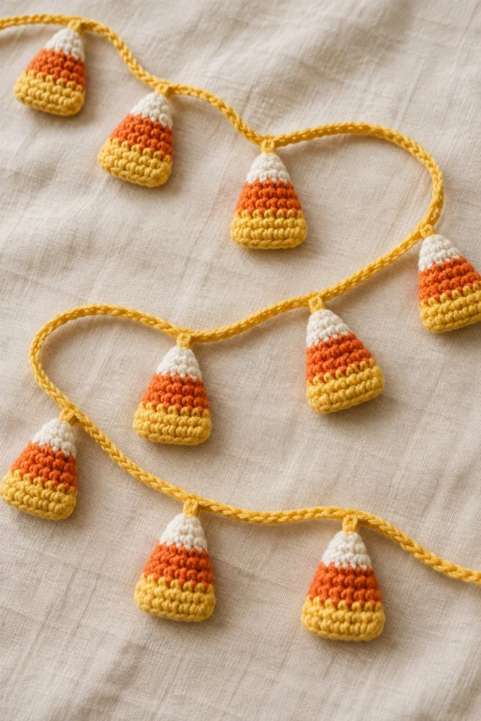 Candy Corn Garland - free crochet pattern