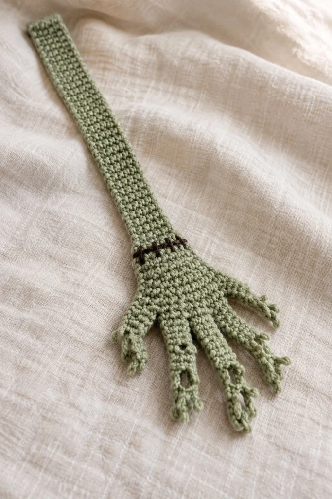 Zombie Hand Bookmark - free crochet pattern