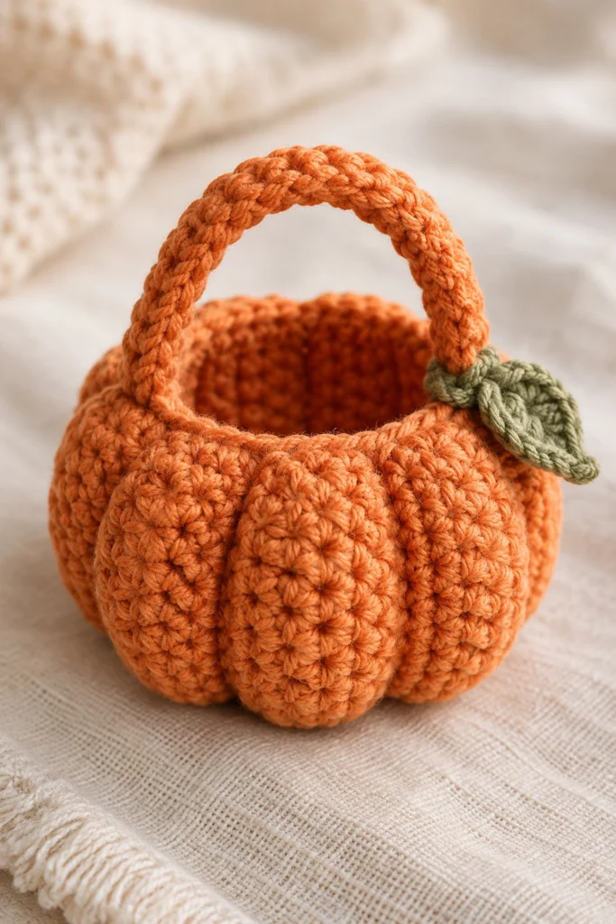 Mini Pumpkin Basket - free crochet pattern