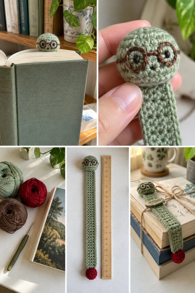 30-Minute Crochet Bookworm Bookmark – Free Pattern (Head Peeks Out)