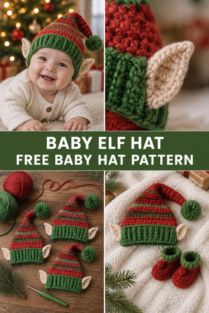 Baby Crochet Elf Hat With Ears Free Christmas Pattern