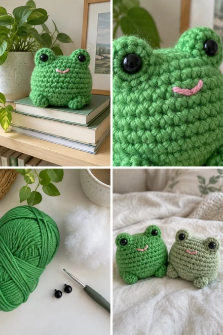 Beginner Crochet Frog Plushie – Free No-Sew Amigurumi Pattern