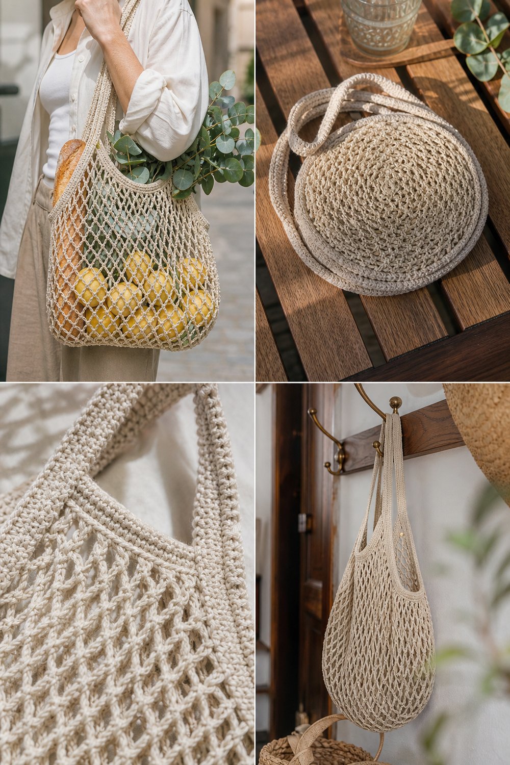 Boho Textured Market Net Tote Bag Free Tote Pattern