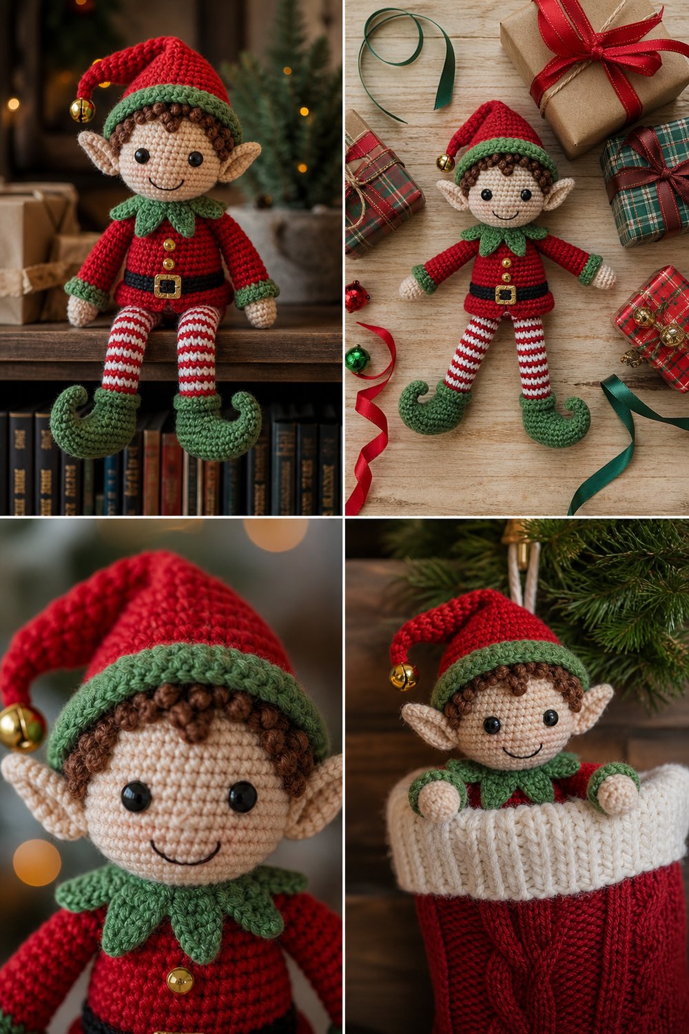 Cheerful Christmas Elf Shelf Sitter Free Character Pattern