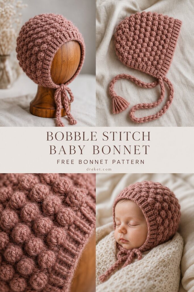 Chunky Bobble Stitch Baby Bonnet Free Bonnet Pattern
