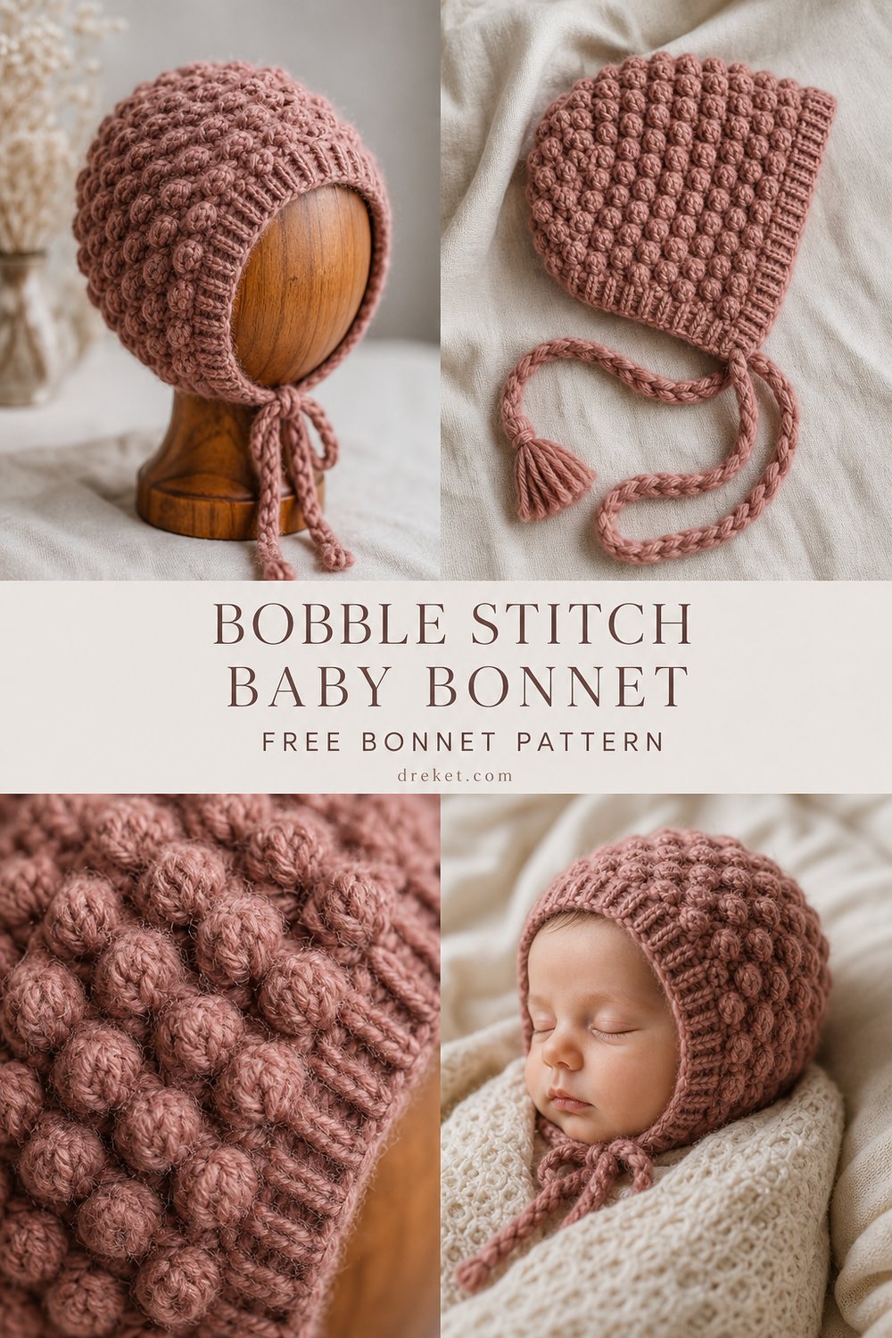 Chunky Bobble Stitch Baby Bonnet Free Bonnet Pattern