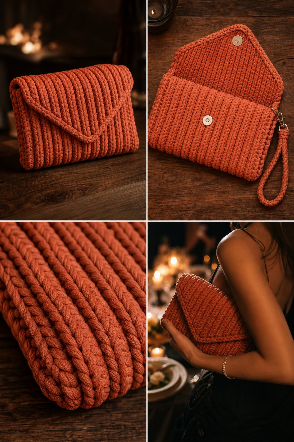 Chunky Corduroy Stitch Clutch Purse Free Accessory Pattern
