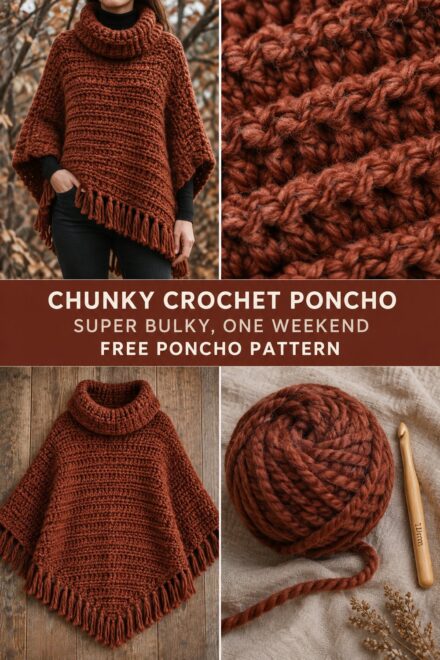 Chunky Crochet Poncho Pattern — Warm, Fast and Beginner Friendly
