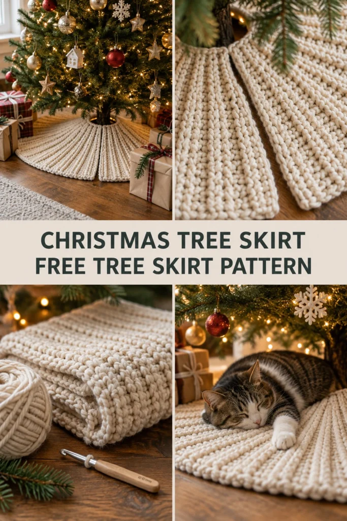 Chunky Ribbed Crochet Christmas Tree Skirt Free Pattern