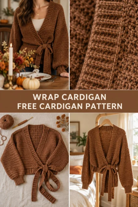 Cinnamon Crochet Wrap Cardigan Free Pattern