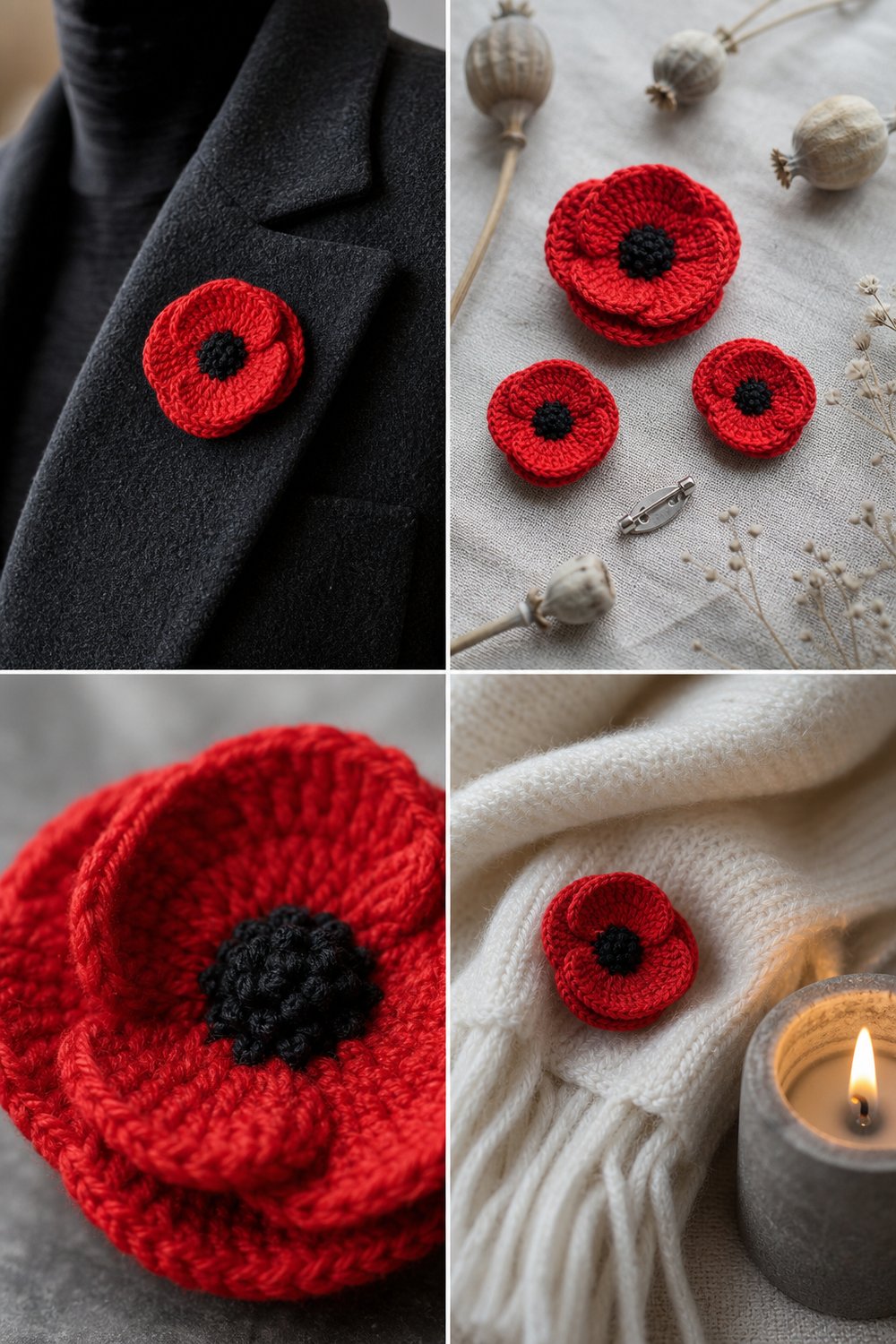 Modèle Gratuit de Broche Coquelicot Rouge du Souvenir DIY