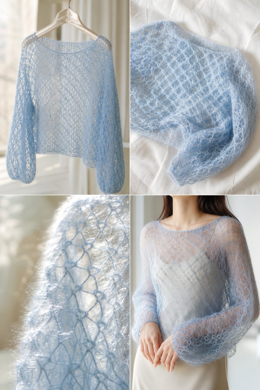 Cloud Soft Mohair Mesh Pullover Top Free Mesh Top Pattern