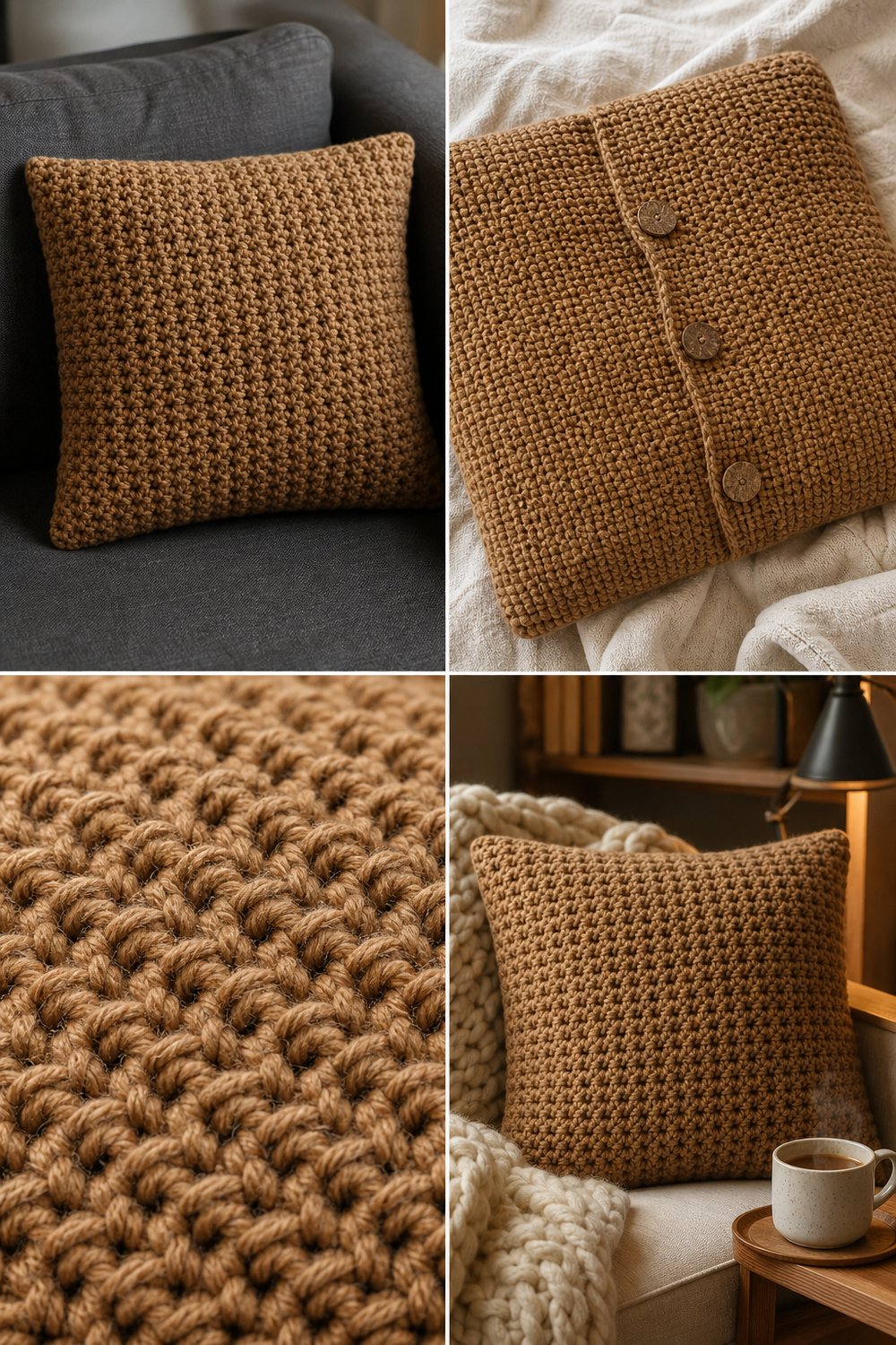 Cozy Chunky Moss Stitch Pillow Cover Free Easy Pattern