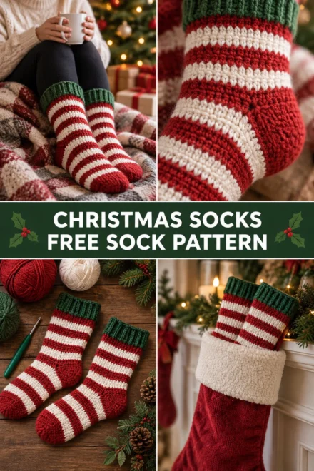 Cozy Crochet Christmas Pajama Socks Free Pattern