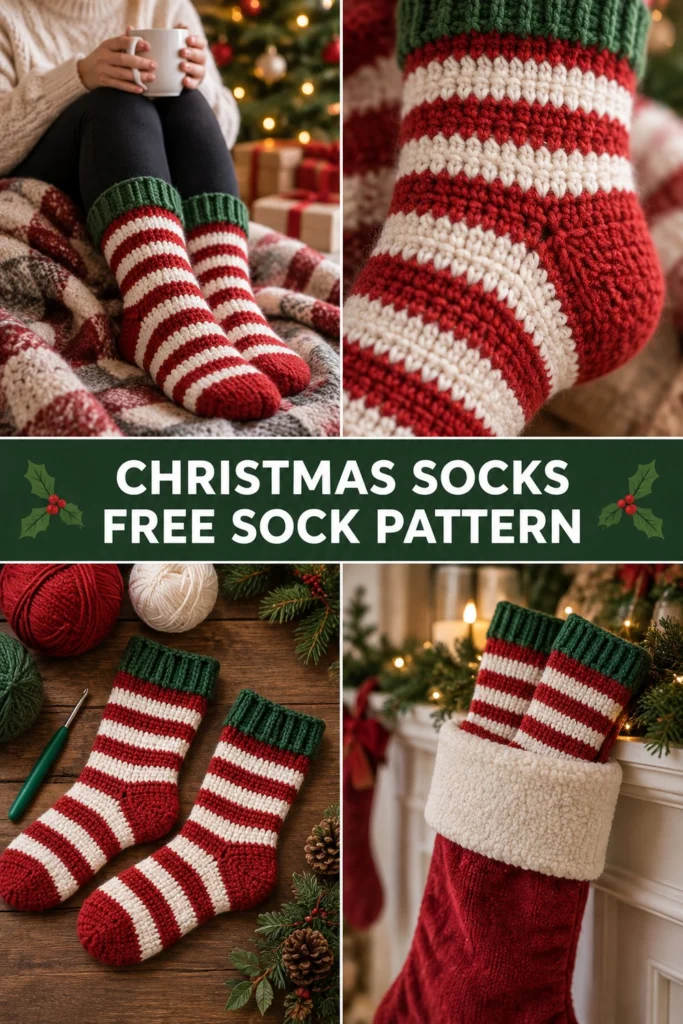 Cozy Crochet Christmas Pajama Socks Free Pattern
