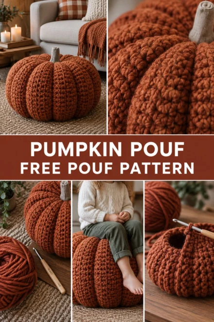 Cozy Crochet Pumpkin Floor Pouf Free Thanksgiving Pattern