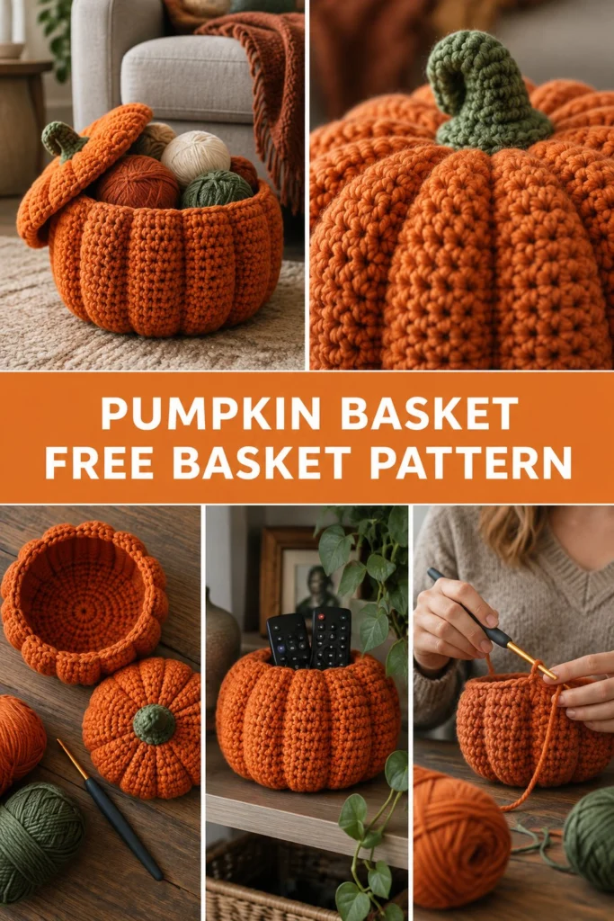Cozy Crochet Pumpkin Storage Basket Free Fall Pattern
