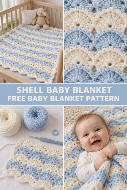 Crochet Baby Blanket With Simple Shell Stitch — Free Pattern