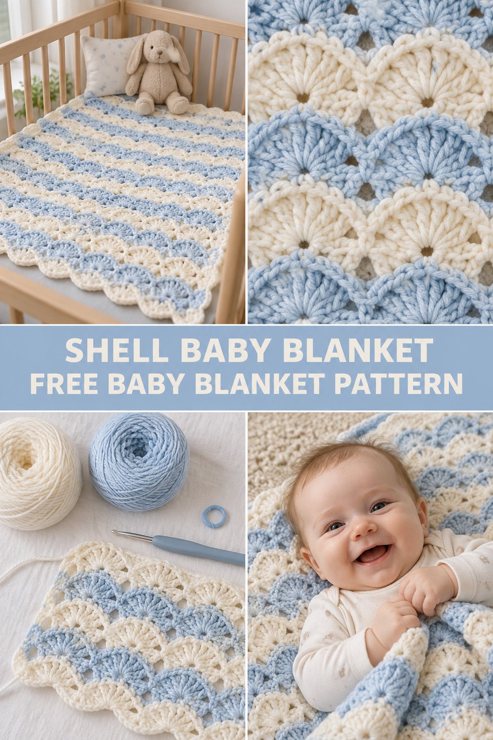 Crochet Baby Blanket With Simple Shell Stitch — Free Pattern